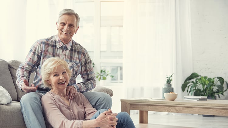 Senior couple happy about selling their home and moving in the Presbyterian Homes.