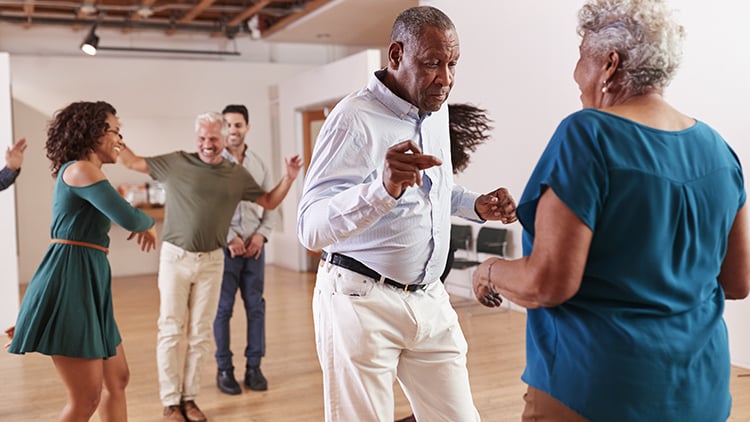 Seniors enjoying lifelong learning with dance lessons