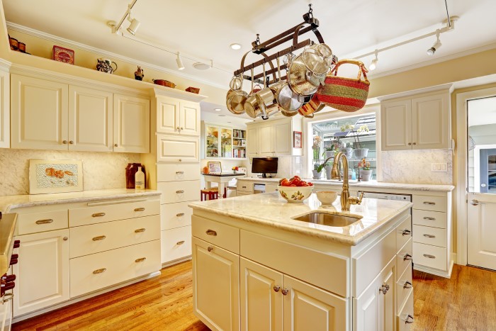 Small beautiful kitchen with organizational shelves and features